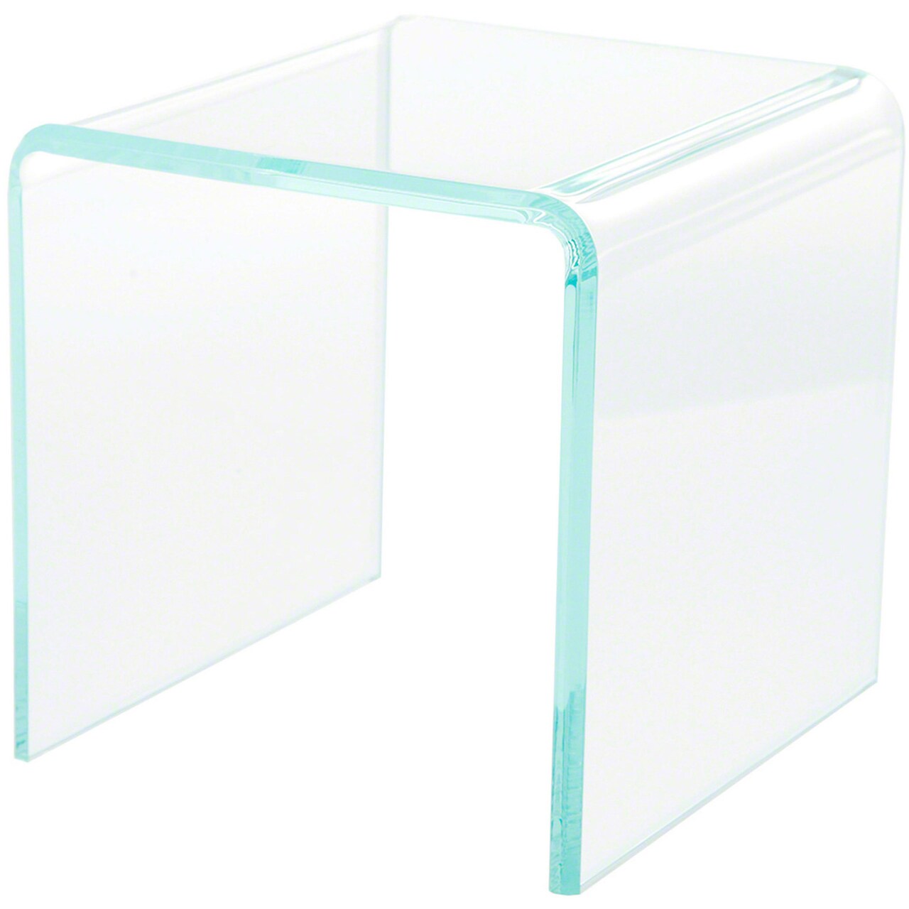 Plymor Clear Acrylic "Green Glass-Look Beveled Edge" Display Riser 5" x 5" x 5" (1/4" thick)